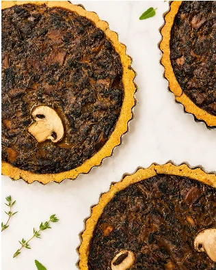 Quiche Vegana de Mix de Cogumelos e Espinafre